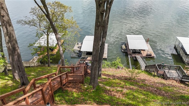 view of dock featuring a water view