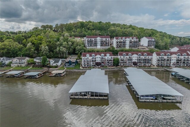 view of dock featuring a water view