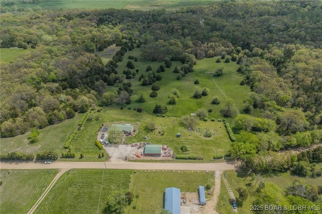 122 Simpson Rd, Urbana, MO 65767 - bird's eye view with a wooded view and a rural view
