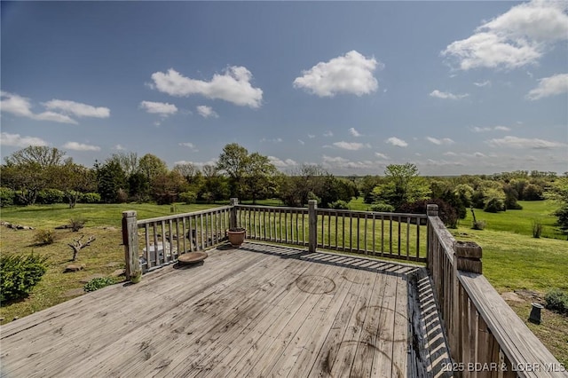 122 Simpson Rd, Urbana, MO 65767 - wooden deck with a yard and a rural view