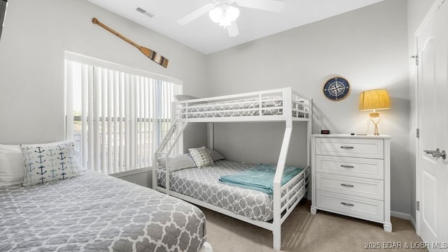 183 Upper Monarch Cove Ct Unit 4E, Lake Ozark, MO 65049 - carpeted bedroom featuring a ceiling fan and visible vents