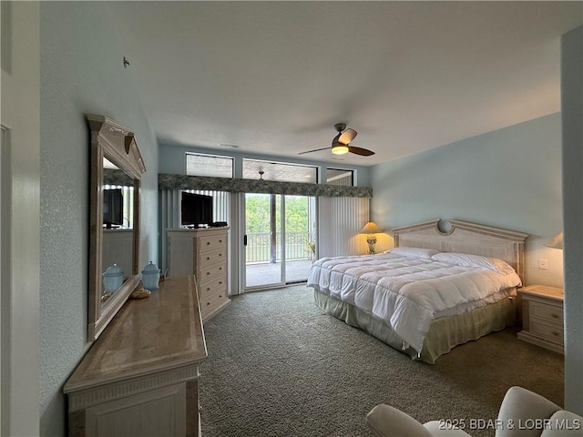 611 Lazy Days Rd Unit R-5, Osage Beach, MO 65065 - carpeted bedroom with access to outside and ceiling fan
