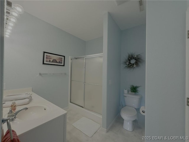 611 Lazy Days Rd Unit R-5, Osage Beach, MO 65065 - full bath featuring vanity, a stall shower, toilet, and visible vents