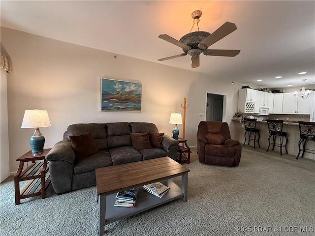 611 Lazy Days Rd Unit R-5, Osage Beach, MO 65065 - carpeted living area with baseboards, recessed lighting, and ceiling fan