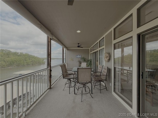 611 Lazy Days Rd Unit R-5, Osage Beach, MO 65065 - balcony with a water view and a ceiling fan