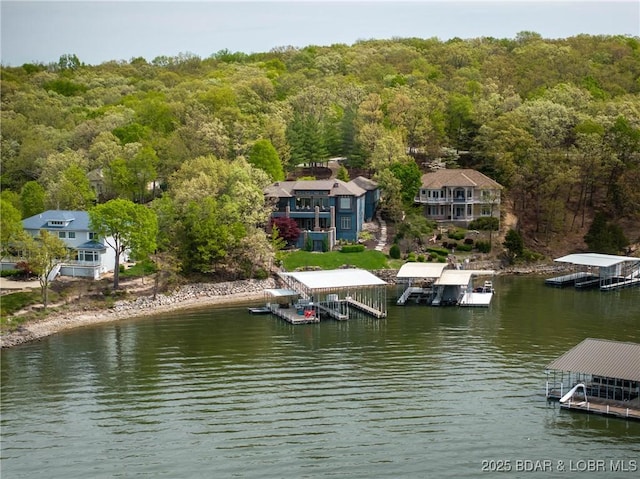 32 Wild Pines Ct, Sunrise Beach, MO 65079 - drone / aerial view of a forest and a nearby body of water