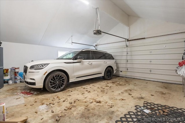 garage with a garage door opener