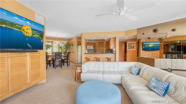32 Cedar Ct Unit 3A, Lake Ozark, MO 65049 - carpeted living room with ceiling fan