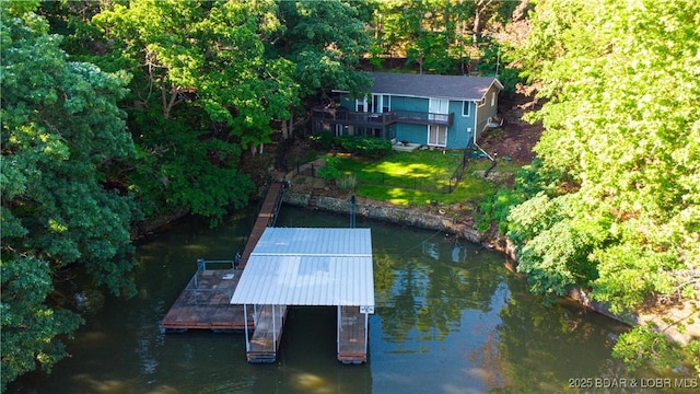 6059 Sioux Trl, Osage Beach, MO 65065 - dock area with a water view and a lawn