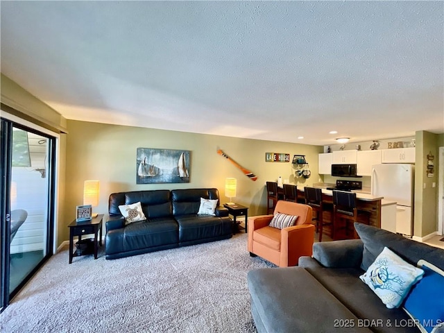 405 Barba Le Ln Unit 3B, Lake Ozark, MO 65049 - carpeted living room featuring a textured ceiling