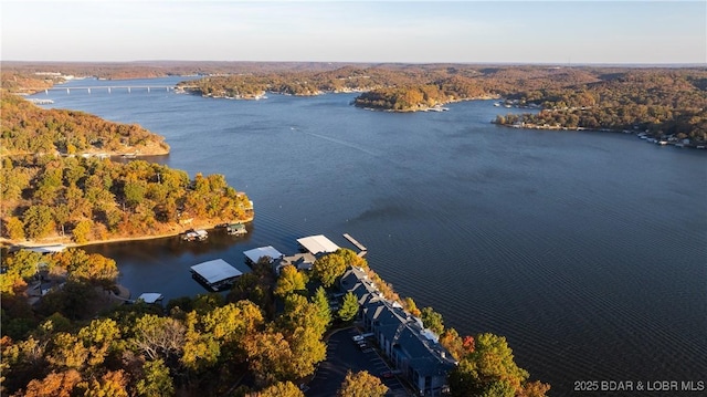 288 Windsor Bay Dr Unit 4B, Camdenton, MO 65020 - aerial view of property's location featuring a large body of water and a heavily wooded area