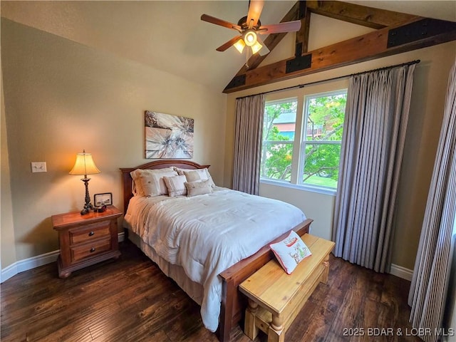 212 Weiskopf Way, Camdenton, MO 65020 - bedroom with vaulted ceiling, hardwood / wood-style flooring, and a ceiling fan
