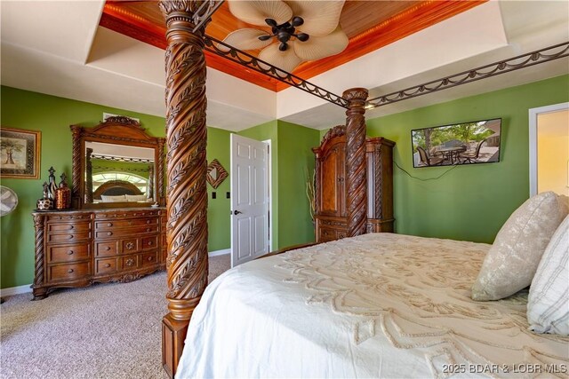 106 Bayliner Dr, Sunrise Beach, MO 65079 - carpeted bedroom featuring baseboards and ceiling fan