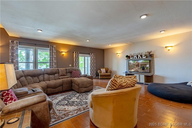 106 Bayliner Dr, Sunrise Beach, MO 65079 - living area with recessed lighting and wood finished floors