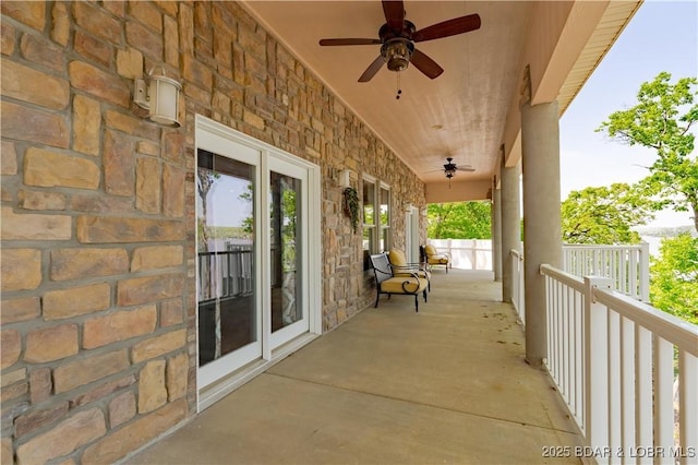 106 Bayliner Dr, Sunrise Beach, MO 65079 - view of patio / terrace with covered porch and a ceiling fan