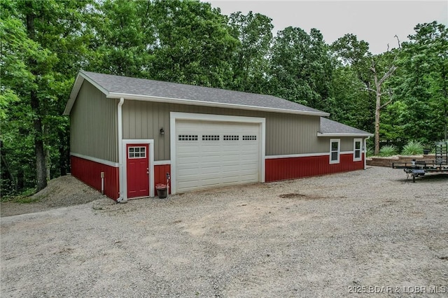 view of detached garage
