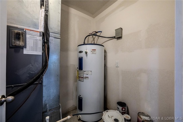 utility room with water heater