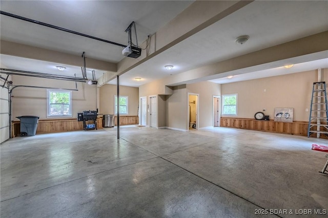garage with a garage door opener