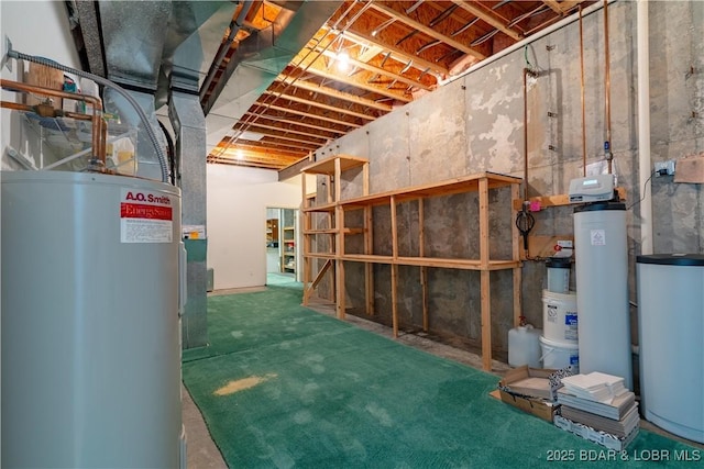 188 Bur Oaks Rd, Camdenton, MO 65020 - unfinished below grade area featuring gas water heater and a water softener