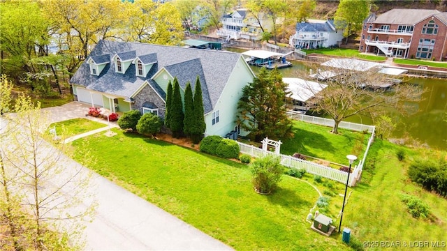 188 Bur Oaks Rd, Camdenton, MO 65020 - aerial perspective of suburban area featuring a nearby body of water