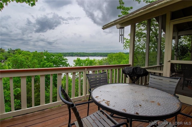 362 Hopetown Dr, Osage Beach, MO 65065 - deck featuring outdoor dining space and a water view