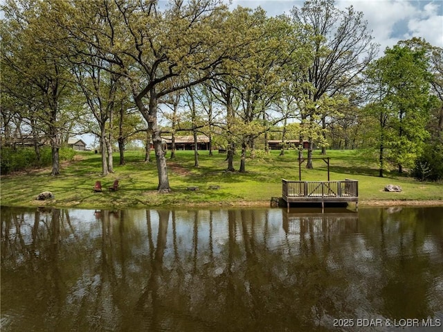 129 Vaughan Rd, Eldon, MO 65026 - dock area featuring a water view and a yard