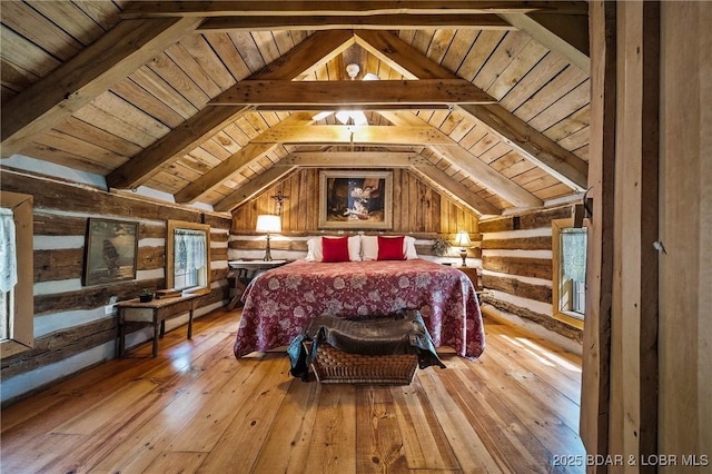 129 Vaughan Rd, Eldon, MO 65026 - bedroom featuring wood ceiling, wood-type flooring, and wooden walls