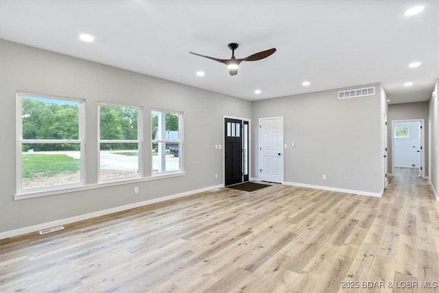 21 Meadow Lake Cir, Eldon, MO 65026 - entrance foyer featuring a ceiling fan, light wood-style floors, recessed lighting, and baseboards