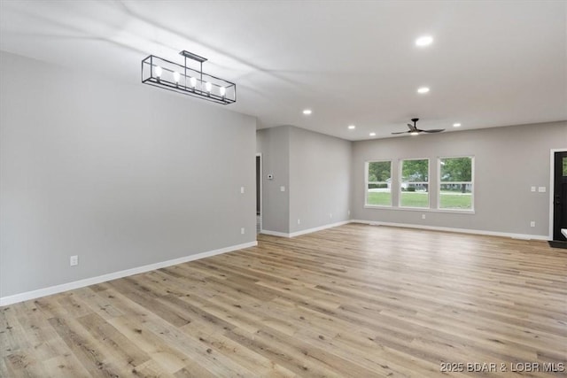 21 Meadow Lake Cir, Eldon, MO 65026 - empty room with recessed lighting, light wood-style flooring, a ceiling fan, and baseboards