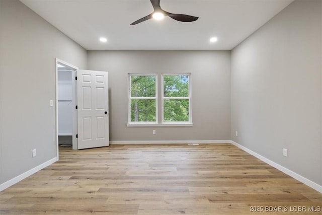 21 Meadow Lake Cir, Eldon, MO 65026 - empty room featuring a ceiling fan, recessed lighting, baseboards, and wood finished floors