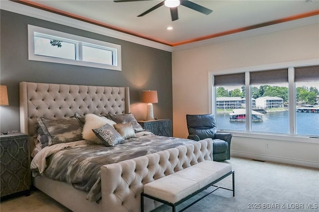 1484 Apple Blossom Cir, Osage Beach, MO 65065 - bedroom featuring ornamental molding, carpet floors, and a ceiling fan