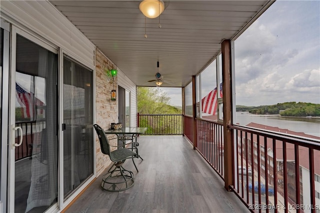 768 Clearwater Dr Unit 2-A, Camdenton, MO 65020 - balcony with a water view and ceiling fan