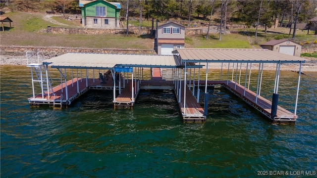 29540 Inspiration Pt, Rocky Mount, MO 65072 - dock area featuring boat lift and a water view