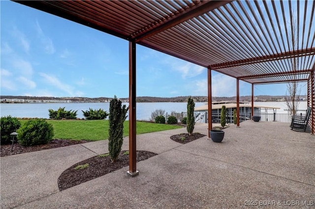 166 Captiva Dr Unit 5B, Sunrise Beach, MO 65079 - view of patio / terrace featuring a water view and a pergola