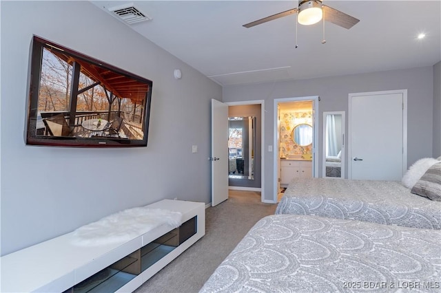 56 Treasure Cay, Osage Beach, MO 65065 - carpeted bedroom with attic access, connected bathroom, and baseboards