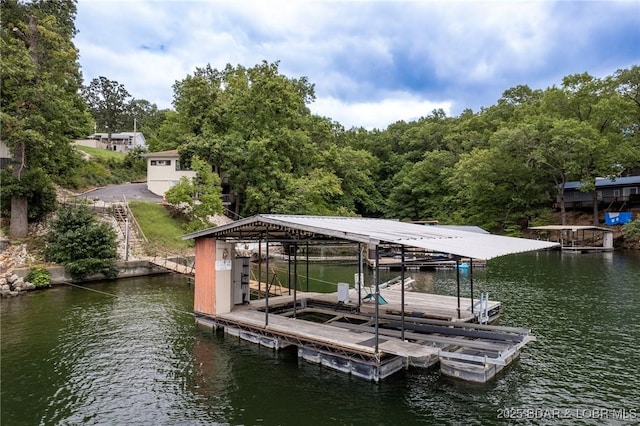 18 Trail Rd, Eldon, MO 65026 - dock area featuring a water view and boat lift