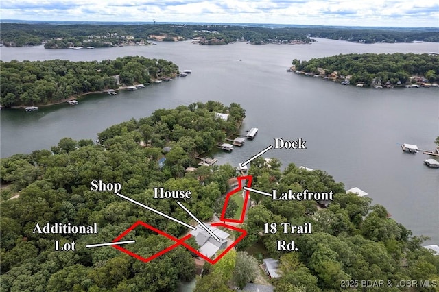 18 Trail Rd, Eldon, MO 65026 - bird's eye view featuring a water view
