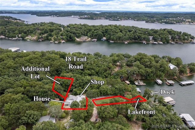 18 Trail Rd, Eldon, MO 65026 - drone / aerial view featuring a water view