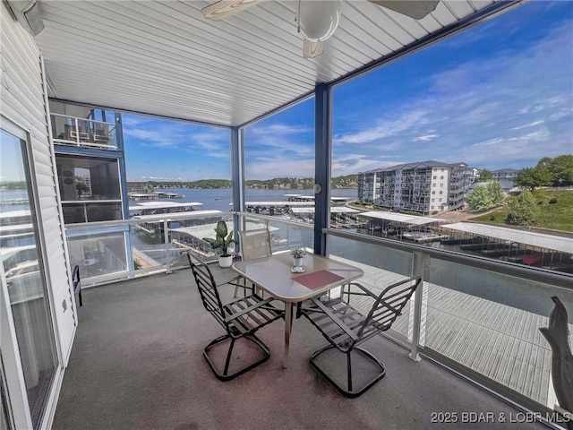 balcony with a water view