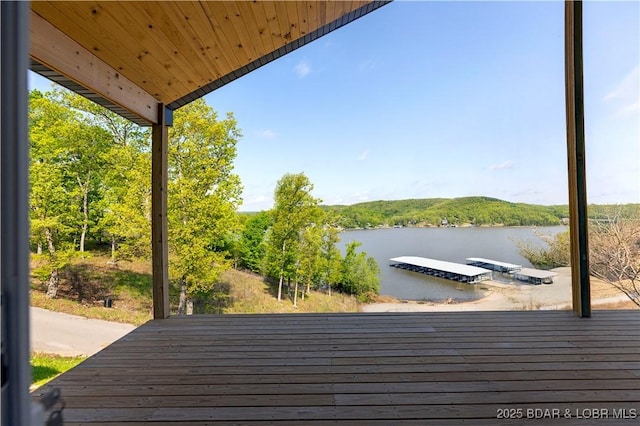view of dock featuring a water view