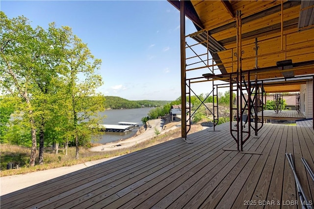 deck with a water view
