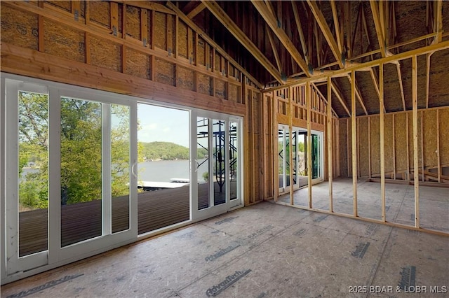 miscellaneous room featuring a water view