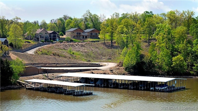view of dock featuring a water view
