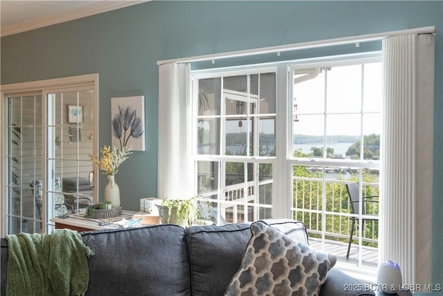 interior space featuring ornamental molding