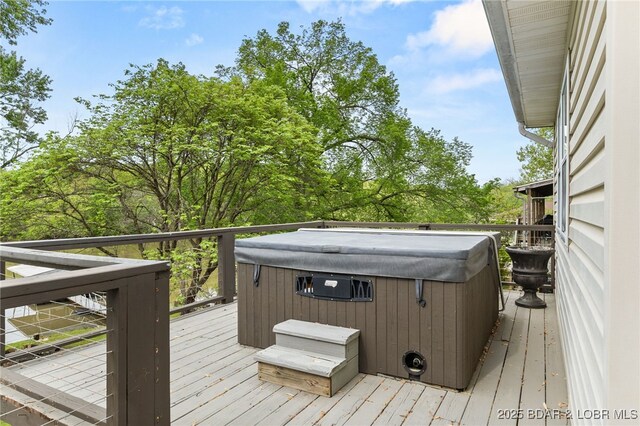 20168 Lost Valley Rd, Warsaw, MO 65355 - wooden deck featuring a hot tub
