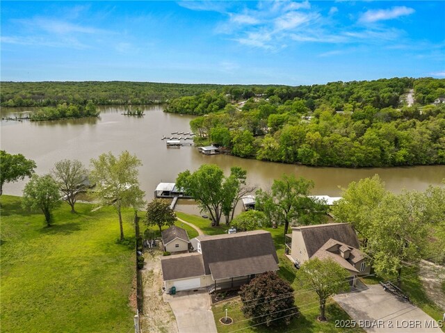 20168 Lost Valley Rd, Warsaw, MO 65355 - drone / aerial view of a large body of water and a heavily wooded area
