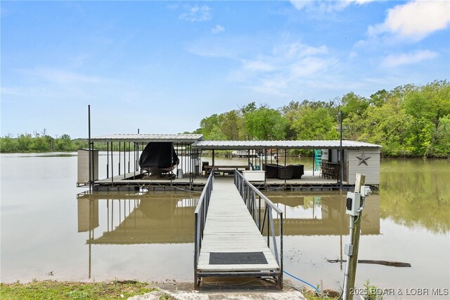 20168 Lost Valley Rd, Warsaw, MO 65355 - dock with boat lift and a water view