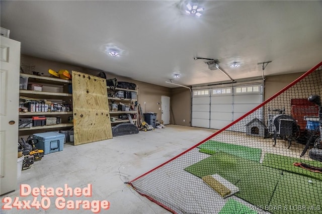garage with a garage door opener