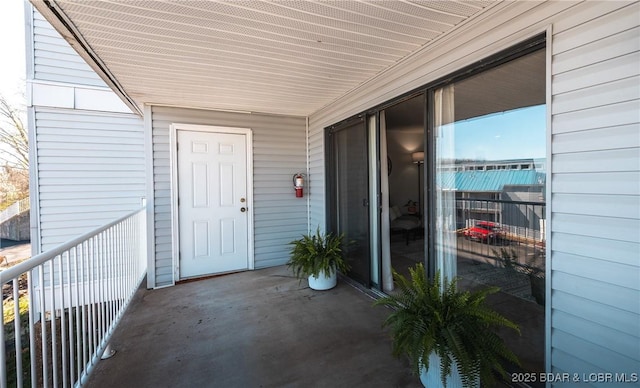 doorway to property with a balcony