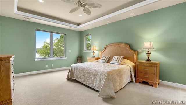 207 Buck Deer Ln, Camdenton, MO 65020 - bedroom featuring baseboards, a raised ceiling, visible vents, and carpet floors